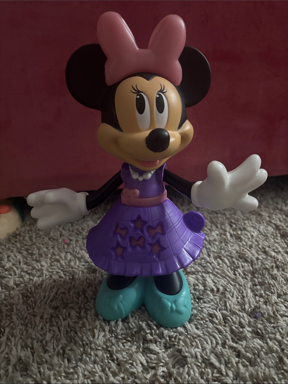 Disney Minnie Mouse Purple Dress Figure with Pink Bow